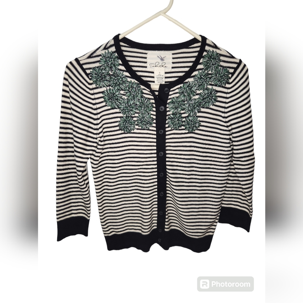 Anthropologie Tabitha Striped Cardigan Sweater Size Small